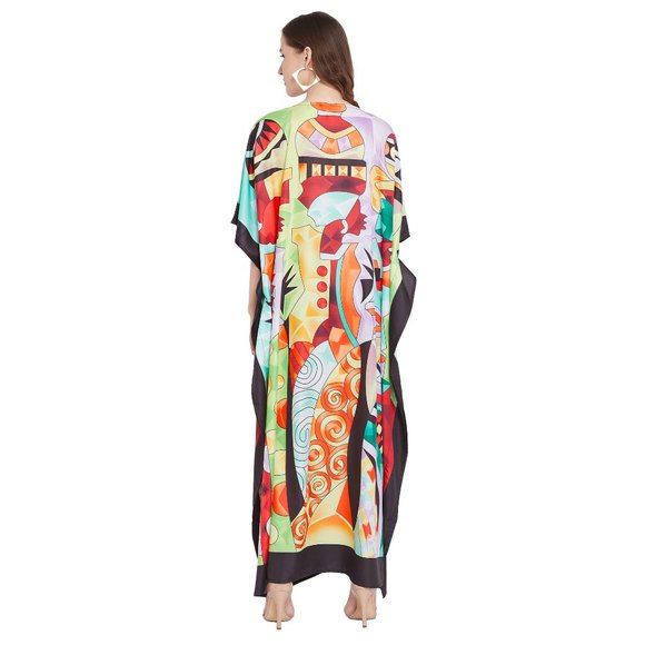 Lady Tribal Printed Plus Size Kaftan Dress for Women Maxi Kimono by Gypsie Blu - Picture 8 of 10